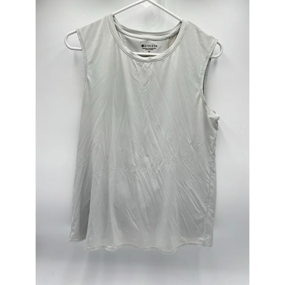Athleta Open Back Workout Tank Womens Medium Gray Yoga Gym Athleisure Top - Picture 5 of 9